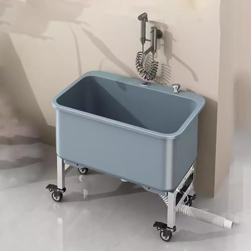 TT-YEC Tragbarer Reinigungseimer Mit Rädern, Großer Mopp-Eimer Mit Automatischer Entwässerung, Haushalt/Gewerbe-Mopp-Eimer, Mehrzweck-Reinigungseimer Mit Großer Kapazität, Grau