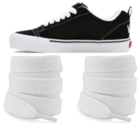 NDTEZUGT Ø15mm Fat Laces Breite Schnürsenkel für Vans Knu Skool Schuhe, Dicke Flach Schnürsenkel Chunky Shoe Laces (White,54/140cm)
