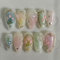 MouyouGlow Press on Nails Kurz,Almond Bunt Airbrush 3D Ribbon Bow Tie Schleife Fliege Blumen Butterfly Strass Fairy Sweet Coquette Fake Nails mit Nagelkleber,Sommer Frisch Künstliche Fingernägel