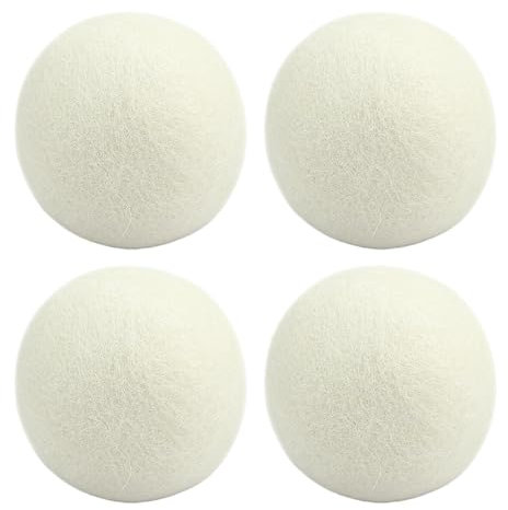 Laundry Wool Dryer Balls,Reusable Wool Fabric Softener - Laundry Room Supplies Household Gadgets, 4 Natural Fabric Softener Balls Dry Cleaning Kit for Dryer