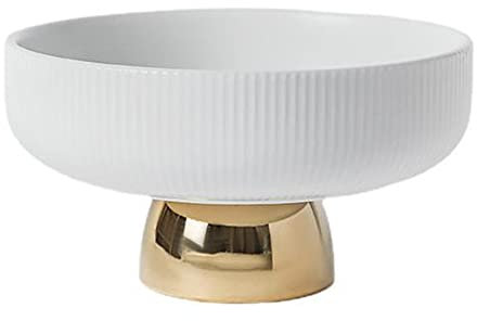 FYOBOT Assiette en CéRamique, Pieds Hauts, Assiette à Fruits, Bol à Salade Ronde, Moule à Gâteau à Dessert, Plateau à Collation, Assiettes DéCoratives (L)