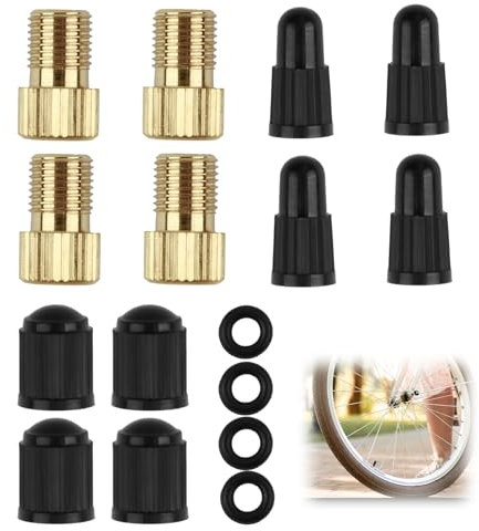 Fahrradventil Adapter Set,Französisches Ventil Adapter mit Ventilkappen Fahrrad und Dichtringen,Adapter Fahrradventil,Ventiladapter Französisches Ventil für Fahrradreifen