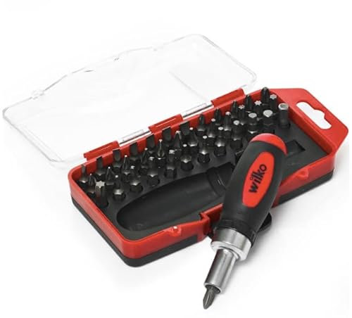 wilko Screwdriver Set with Screwdriver Bits, Ultra Steel Ratchet with 38 Screwdriver Pieces, Great for Manual DIY