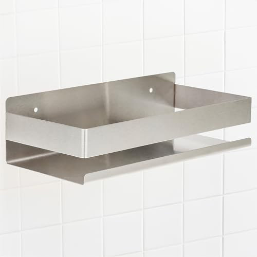 VM Limited Mensola Doccia in Acciaio Inox - Portasapone Doccia con Doppia Possibilità di Installazione - Adatta a Diverse Superfici