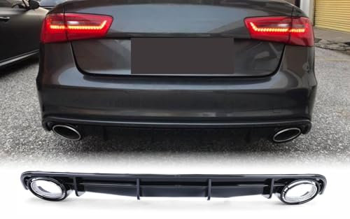 Mptuned Heckdiffusor Heckstoßstange kompatibel mit Audi A6 C7 Facelift 2014-2018, Heckdiffusor, Haifischflosse Diffusor, Karosserie modifiziertes Zubehör