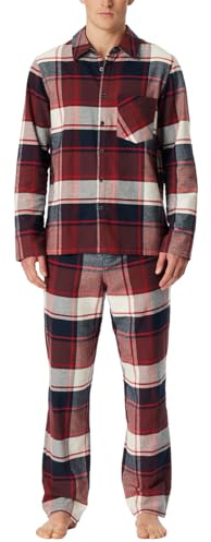 Schiesser Herren Schiesser Herren Schlafanzug Lang mit Knopfleiste Flanell - Nightwear Set Pyjamaset