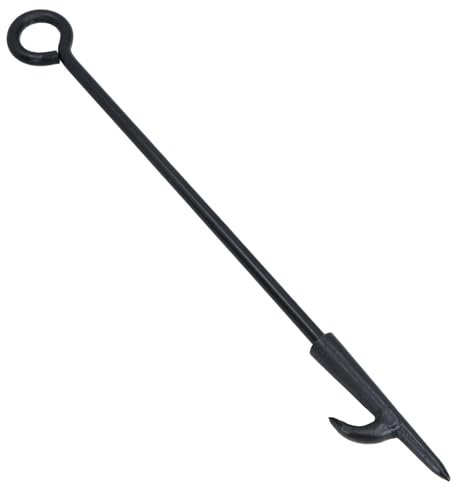 AB Tools Fireplace Poker Fire Poker for Coal Wood Fires with Log Turning Hook Loop Handle