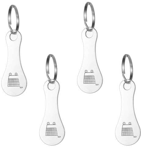 jatimdotin 4 Stück Einkaufswagenlöser, Edelstahl Einkaufswagenchip, Abnehmbarer Einkaufswagenchip, Einkaufswagen Tool Schlüsselanhänger, Geschenke für Freunds