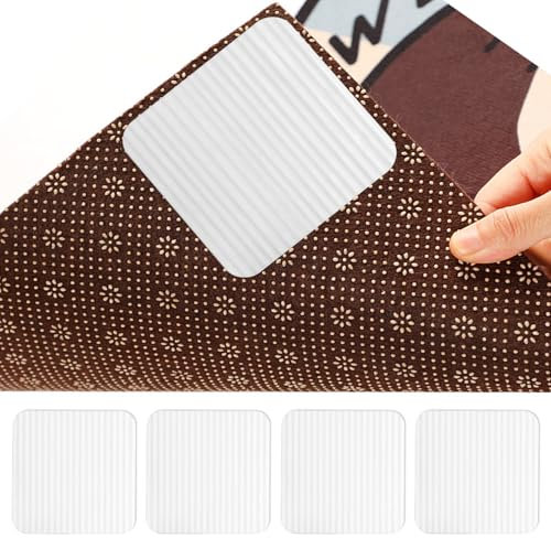 4 Stück Teppich Antirutschunterlage, Waschbar Teppichgreifer für Teppiche, Antirutsch Pads Verwendet für Antirutsch-Teppiche auf Hartholzböden und im Freien(10×10cm)