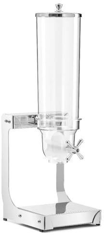 Forgast Müslispender, Cerealienspender für Müsli, Cornflakes, Süßigkeiten, Snackspender, Kunststoff, Fußgestell aus Edelstahl, Kapazität 2 Liter, perfekt für Trockenfutter, 17.5x23.4x63.5 cm