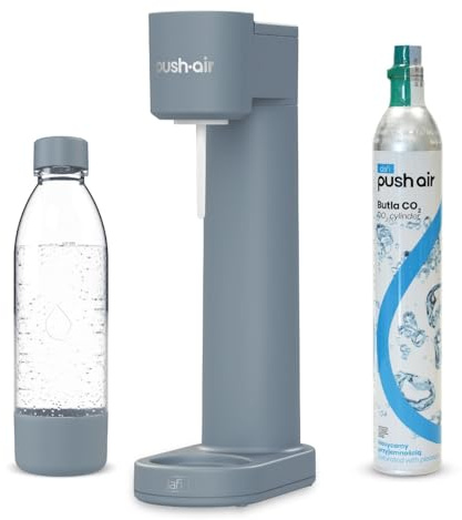 Dafi PUSHAIR Wassersprudler grau + CO2 Kartusche + Flasche 0,7 für 60l Wasser