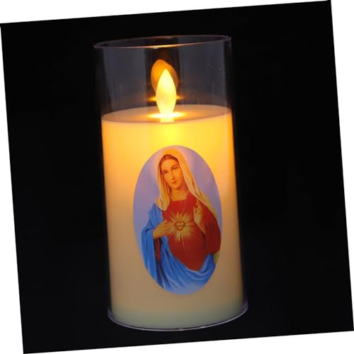 DIYEAH Candela LED Vetro Trasparente Candela Preghiera per Religiosi Luce Tremolante per
