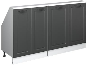Vicco Dachschrägenschrank-Set Rion, Anthrazit Landhaus/Weiß | B140 x T46 cm, 2er Set, platzsparend für Dachschrägen