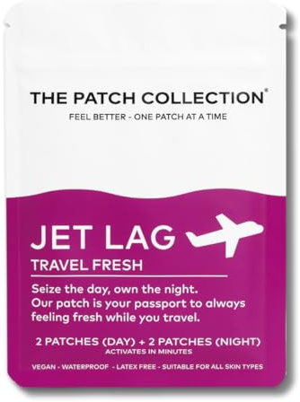 The Patch Collection - Parche Jet Lag para cambios de zona horaria de día y noche | Raíz de valeriana, flor de la pasión, magnesio, vitamina B1, B2, B3, cúrcuma | 100% natural y vegano (paquete de 4)