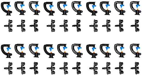 Xyntor G Type 180° Refractive Sprinkler Nozzles 20 Set | Atomizing Irrigation Nozzle for 4/7 Hose | Water Saving Nozzles for Greenhouse/Garden/Lawn Cooling