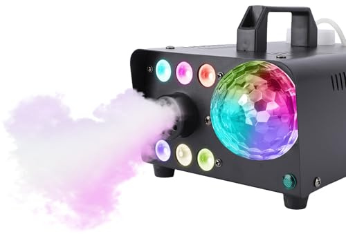 Alomejor Nebelmaschine mit Discokugel-Lichtern, 600 W, für Halloween, Weihnachten, Partys, DJ-Bühneneffekte (EU-Stecker 220–240 V)
