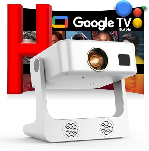 Projecteur d'extérieur 4K [Google TV intégré/support rotatif à 180°/commande vocale/mise au point électronique], projecteur de film intelligent Sovboi avec WiFi6 et Bluetooth, 2500