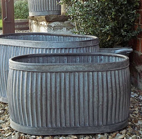Bowley & Jackson Vintage style oval shaped galvanised dolly planter