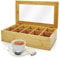 Lumaland Cuisine Teebox aus Bambus mit 10 Fächern ca. 36,7 x 20 x 9 cm | Nachhaltiges Material | Praktische Aufbewahrungsbox für Teebeutel | Dekorativ & Edel