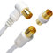 Slick Linc 5M TV Aerial Cable Extension Satellite Cable with Male-to-Male Coaxial Connection, RF Adaptor and Right Angle Connector Gold Plated - White