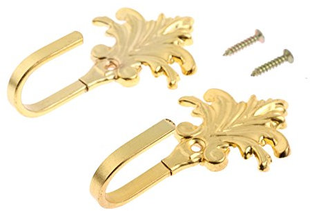 Hicello 2Pcs Gold Vintage Maple Leaves Curtain Drapery Tieback Door Wall Towel Cloth Coat Hook Holder With Screws