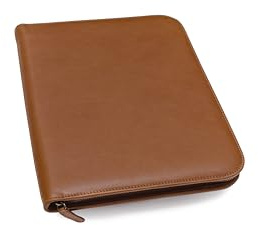 Porte Documents A4 en Cuir Pleine Fleur 100% Véritable - Conferencier Fabriqué à la Main par des Artisans Experts - Spacieux, Idéal pour une Réunion ou en Cours - Fermeture à Glissière - Miel