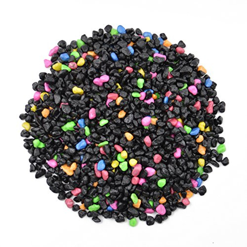 CNZ Aquarium Gravel Black & Fluorescent Mix, 0.25-0.35, 5-Pound