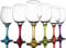 Trinkware Colored Stem Wine Glasses Set of 6 - Multi Yellow, Orange, Purple, Blue, Red, Green - Fun Party Wine Goblets -11oz