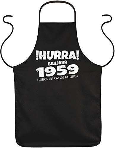 trag-das 60 Geburtstag Grillschürze 60 Jahre Geschenk Grill Schürze Freund Kochschürze Latzschürze Partyschürze Küche Schürze Hurra Baujahr 1959