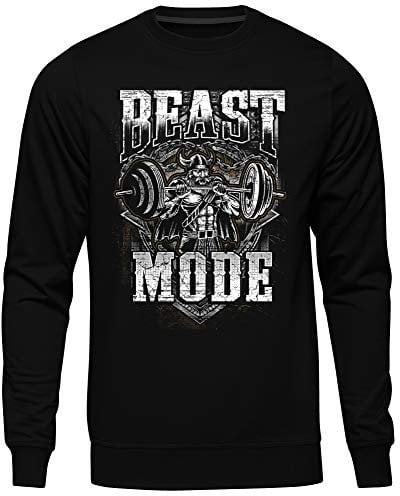 Uglyshirt89 Viking Beast Mode Männer Herren Pullover | Gym Muskel Bodybuilding Kraftsport Fitness Training Wikinger (L)