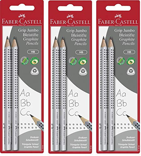 Faber-Castell 111992 - Bleistift Jumbo Grip HB, 3x2er Set = 6 Bleistifte