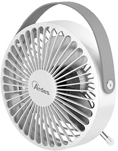 Ardes AR5F03 Mini ventilador USB con patas plegables, mango de piel sintética, portátil, mini ventilador de mesa personal 3 aspas diámetro 10 cm