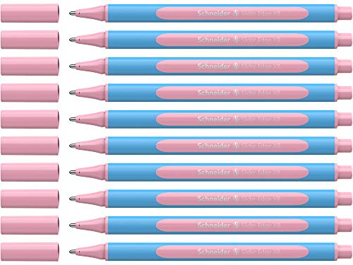 Schneider 152229 Slider Edge Pastell XB Kugelschreiber (Dreikant-Stifte mit Strichbreite XB) 10 Stück rose
