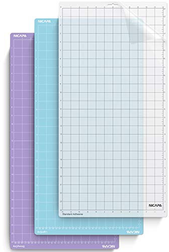 NICAPA Schneidematte für Silhouette Cameo 4/3/2/1 Verschiedene Griffe 3pack, 12x24 klebriges flexibles rutschfeste Ersatzzubehör Matten für Silhouette Came
