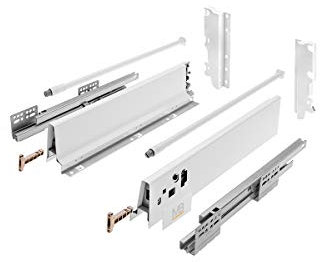 GTV - Modern Box Schublade I L=300mm H=210 mm I Weiss I Leises Schließen I Belastung bis zu 40 kg I Einfache Installation I Synchronisation des Fahrweges der Führungen I PB-D-KPL300C1