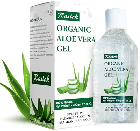 Raslok Aloe Vera Gel | 99% Pure Natural Aloe Gel For Moisturizing Face Skin & Hair Care,Durable Moisturizing Hydrating Soothing, Non-Sticky (7.7 OZ)