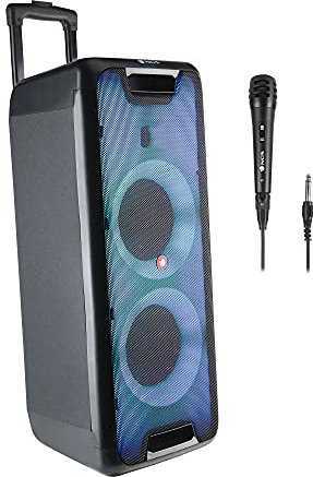 NGS Wild Rave 1 - Altavoz Portátil de 200W, Compatible con Tecnología Bluetooth 5.0 y True Wireless Stereo, Doble Subwoofer 5”, Incluye Micrófono