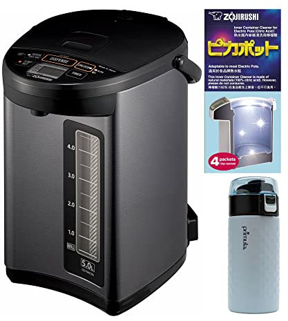 Zojirushi CD-NAC50BM Micom Water Boiler (5-Liter, Metallic Black) with Inner Container Cleaner and Stainless Steel Tumbler Bundle (3 Items)