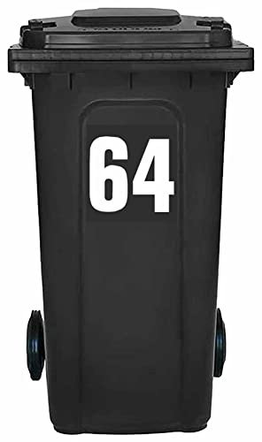 Pack of 4 White Wheelie Bin 64 Sticker (17 cm) Waterproof Labels Packwith® #PBN10-64
