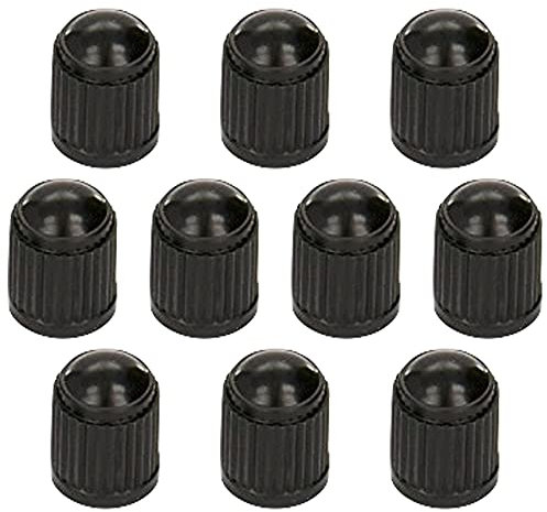 Stocc Lot de 10 bouchons de valve de pneu en plastique noir pour valves Schrader universelles couramment utilisées sur les pneus de voiture, vélos, motos, landaus et brouettes