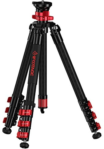 IFOOTAGE TC5S Trépied professionnel en carbone pour appareil photo 4 sections avec rotule rotative à 360 ° 150 cm