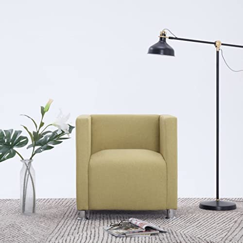 ZQQLVOO Würfel-Sessel Grün Stoff, Loungesessel, Fernsehsessel Relaxsessel, Schreibtischstuhl, Stuhl für Schlafzimmer, Wohnzimmer, Arbeitszimmer, Büro