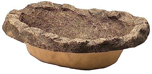 Gardenised QI004604 Small Flower Faux Rock Fiberglass Garden Decorative Water, 17 Gallon Sandstone Outdoor Patio Bed Waterfall Pond, Beige