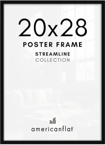 Americanflat 20x28 Picture Frame with Polished Plexiglass - Streamline Collection - Thin Border Picture Frame for Wall Display - Hanging Hardware Included - Black