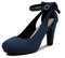 elerhythm Mary Jane - Zapatos de tacón retro con lazo para mujer, punta redonda cerrada de ante y correa para el tobillo de Gatsby Vintage Zapatos, azul marino, 41 EU, azul marino, 41 EU