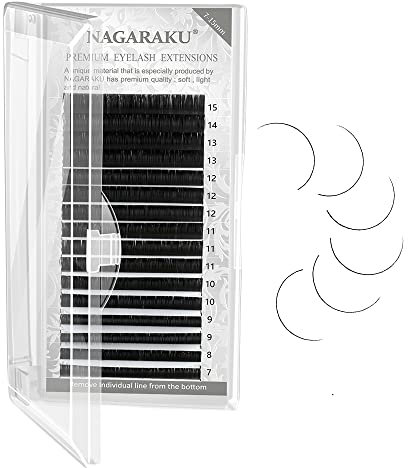 NAGARAKU Extension de Cils à Cils Individuel Volume Russe Faux Cils Professionnel Classique 1: 1 Cils Naturel Boucle Stable Léger Soie Wispy Singel Eyelash Extensions Noir 16 Row(0.07mm CC 7-15mm)