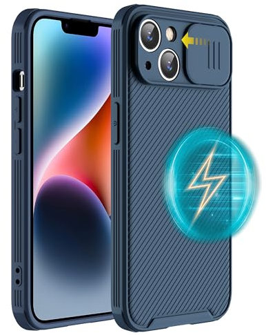 Hitaoyou for iphone 15 Plus case Support Wireless Charging, iphone 15 Plus case with Camera Cover [Compatible with MagSafe],Slim Magnetic Case for iphone 15 Plus 6.7'' Blue