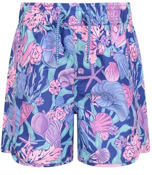 Mountain Warehouse Patterned Girls Boardshorts - Lightweight Swim Shorts with Adjustable Waist, Easy Care Bottoms - Spring Summer, Beach, Swimming, Pool Light Purple (01) 5-6y