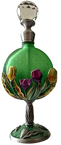HXSCOO Vintage Crystal Perfume Bottle Empty Refillable Decorative Tulip Flower Style Fancy Glass Perfume Bottle Gift for Girl (Color : 2)