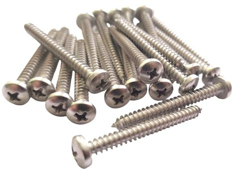 Viti autofilettanti Pozidriv da 4,8 mm x 25 mm, in acciaio inox di grado marino A4-316 (confezione da 20)
